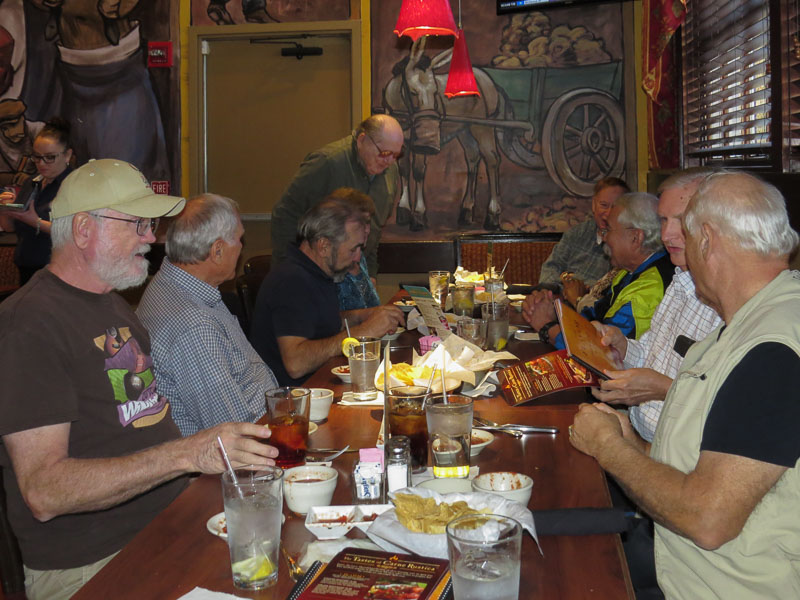 L-R: Marvin Howard, Mike Crye, Chris Whicher, Carol George, Terry Freeman who has just arrived, Jim Wallner, Joyce Guthrie, Mauricio Nuez, George Huling, and Gerry Huber.
