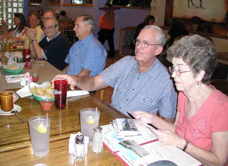 Left-to-Right: Connie and Jim Wallner, Marvin Howard, Dennis Kaplan, George Huling, Don McFaddin, and Mrs. Rankin