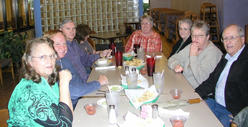 From bottom left: Connie and Jim Wallner, George Huling, Carol George, Dorothy McGrath, Frances Bradford, Lynne Saunders and  Jim Harrison