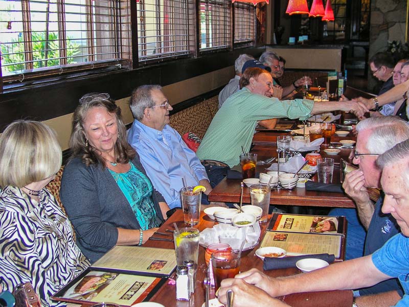 L-R on this end of the table: Betty Cawoski, Connie Wallner, Dennis Kaplan, Jim Wallner, Vic Cawoski, George Huling