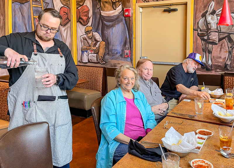 L-R: Waiter Michael, Connie Wallner, Jim Wallner, Cal Mowrer