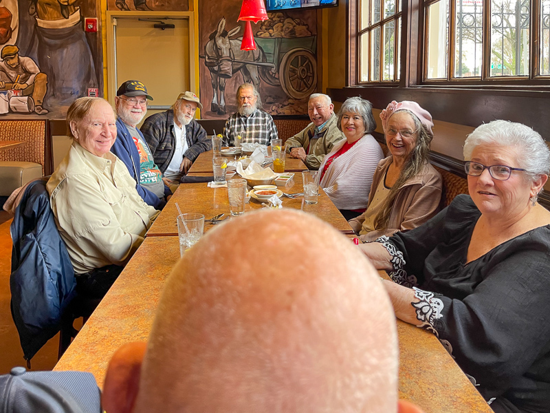 L-R: Jim Wallner, Marvin Howard, Cal Mower, Jim Sumlin, Steve Rocha, Angie Rocha, Connie Wallner, and Frances Bradford.
