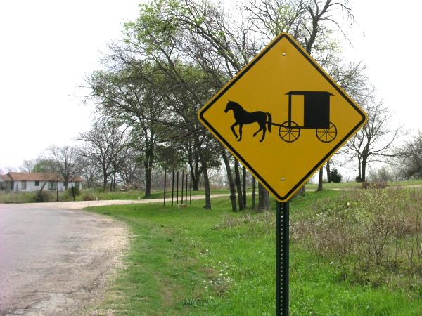 Slow down for horsedrawn carriages!