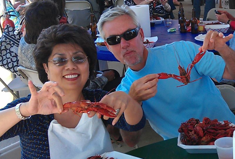 Angie and Richard Fletcher compare crawfish