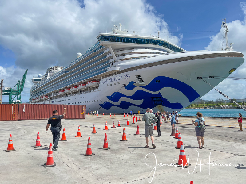 The Diamond Princess docked in Guam