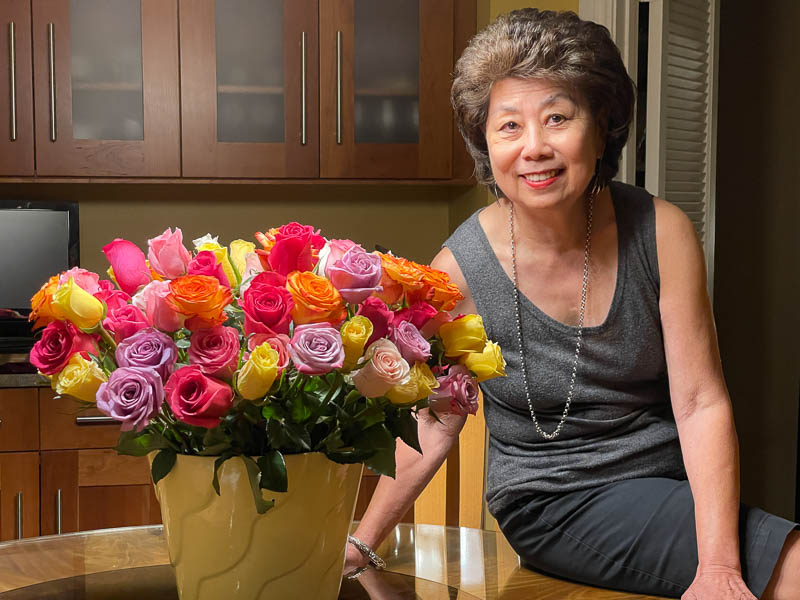 Angie with Roses