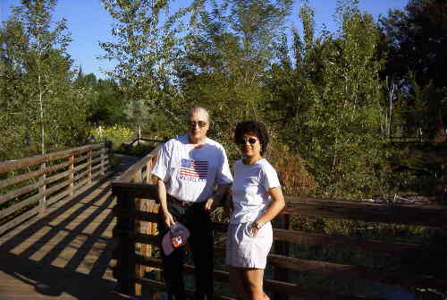 In front of a beaver pond at the Boise Nature Center