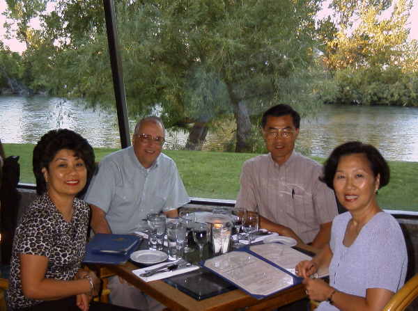 Dinner at the Chart House with Boise river in background