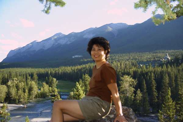 Angie relaxes at Bow River Overlook