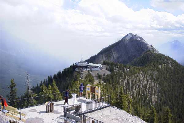 View of Sulphur Mtn Gondola terminal from adjacent peak