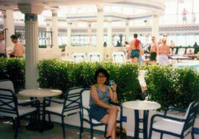 Angie sitting in the Solarium