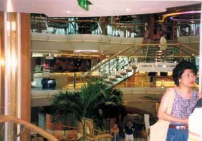 Angie checks the purser's desk in the Centrum