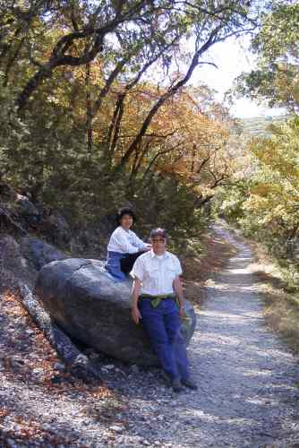 Relaxing at a boulder on the West Trail