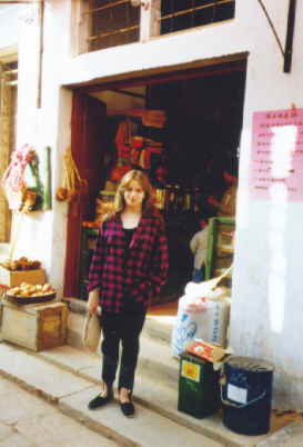 Lorrie outside Chinese store
