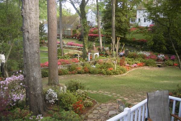 Back yard view from deck of the Davis' Home in Tyler