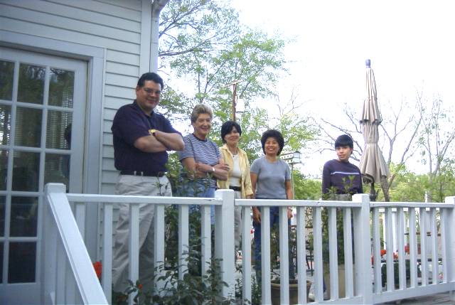 Joseph Flores, Margaret Davis, Marguerita Flores, Angie Harrison, and Alex Flores on the deck