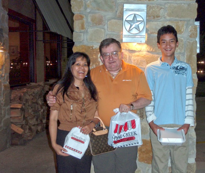 Nenette, Ed and Edward Nance at Spring Creek BBQ